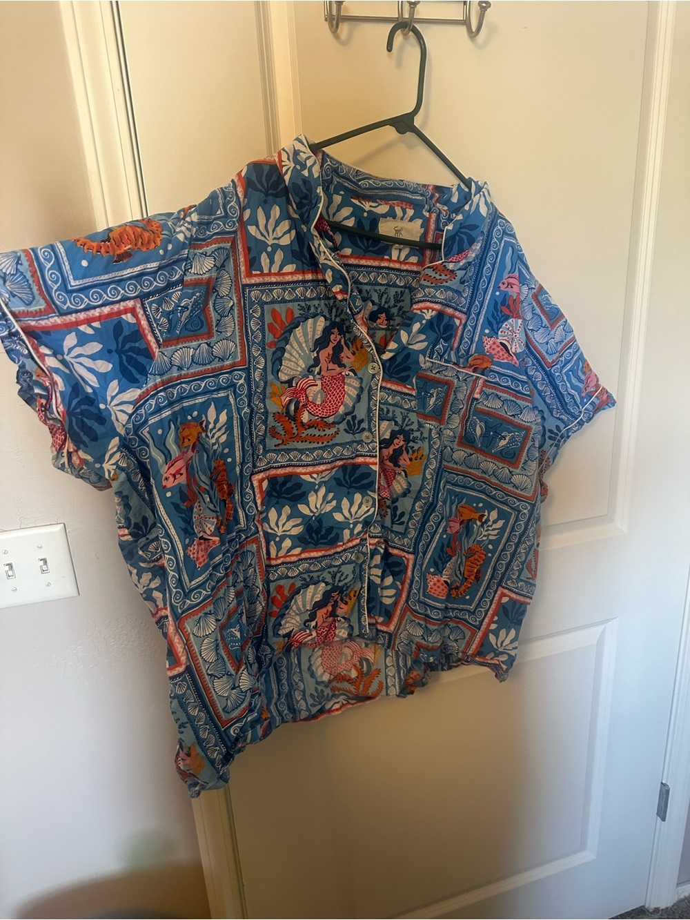 Printfresh Blue Short-Sleeve and capri sleep set with Nautical Mermaid Print